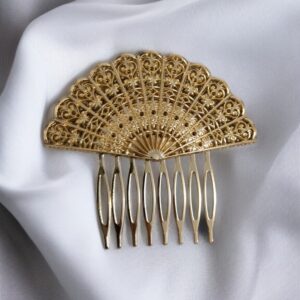 Peinecillo Abanico Grande Dorado
