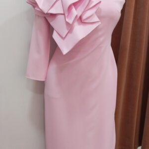 Vestido Midi Asimétrico Rosa de Fiesta