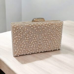 Bolso Clutch de Fiesta con Perlas Champán