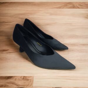 Zapatos Tacón Tipo Salón Negro Ante