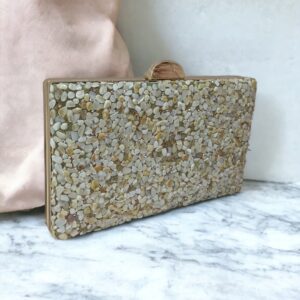 Bolso Clutch de Fiesta con Pedrería Beige