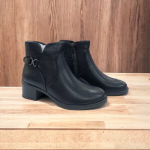 Botines de Tacón Bajo Negro Mujer