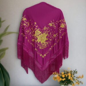 Mantoncillo Buganvilla Bordado Ramillete Dorado