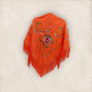 Mantoncillo Naranja Bordado Flor de Colores