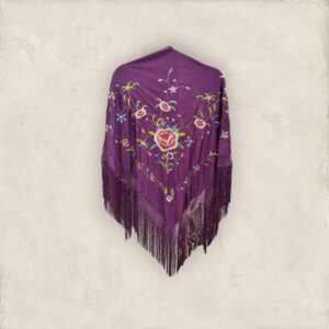 Mantoncillo Berenjena Bordado Flor de Colores