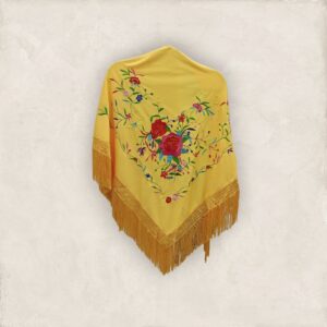 Mantoncillo Mostaza - Albero Bordado Ramillete de Colores