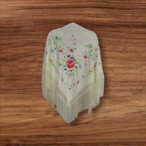 Mantoncillo Beige Bordado Flor de Colores