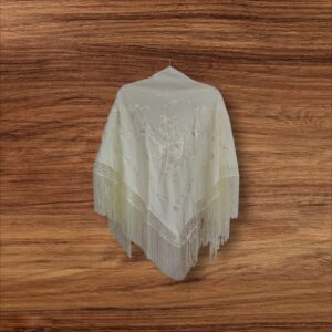 Mantoncillo Beige Bordado Flor Beige - Crema