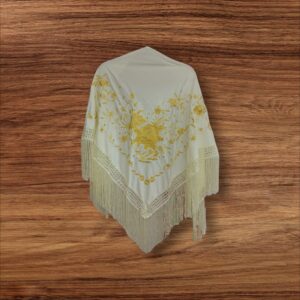 Mantoncillo Beige Bordado Ramillete Dorado