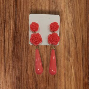 Pendientes Flamenca Rosas Coral