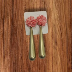 Pendientes Flamenca Lágrima Dorado y Coral