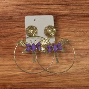 Pendientes Flamenca Aro Diseño Mariposa Lila