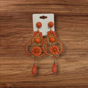Pendientes Flamenca Diseño Alargado Naranja