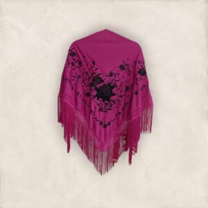 Mantoncillo Buganvilla Bordado Ramillete Negro