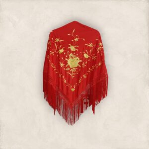 Mantoncillo Rojo Bordado Flor Dorada
