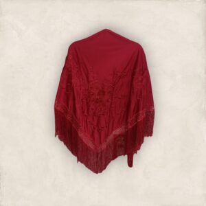 Mantoncillo Burdeos Bordado Flor Al Tono