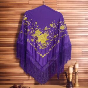 Mantoncillo Morado Bordado Ramillete Dorado