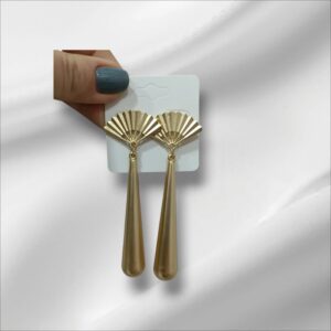 Pendientes Flamenca Lágrima y Abanico Dorado Mate