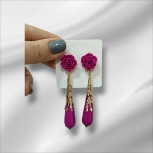 Pendientes Flamenca Lágrima y Rosa Colores