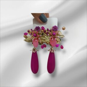 Pendientes Flamenca Flor Grande Lágrima Colores