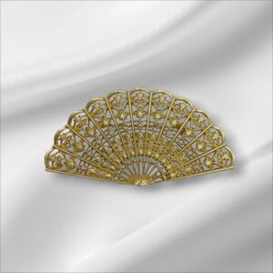Broche Grande Abanico Dorado Mate