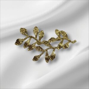 Broche Mediano Ramitas y Hojas Dorado