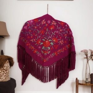 Mantoncillo Clavel Buganvilla Bordado Rojo