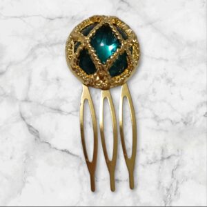 Peinecillo Botón Verde y Dorado