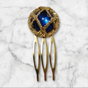 Peinecillo Botón Azul y Dorado