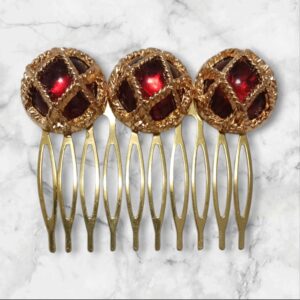 Peinecillo Botón Burdeos y Dorado