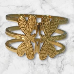 Anillo para Mantoncillo Diseño Libélulas Dorado