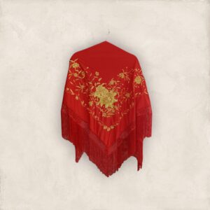 Mantoncillo Rojo Bordado Ramillete Dorado