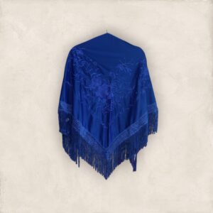 Mantoncillo Azul Eléctrico Bordado Ramillete al Tono