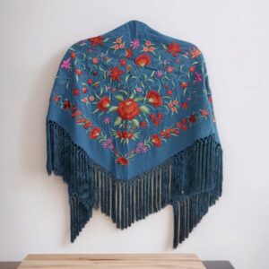 Mantoncillo Clavel Azul Pato Bordado Rojo