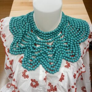 Collar Cuentas de Madera Azul Turquesa