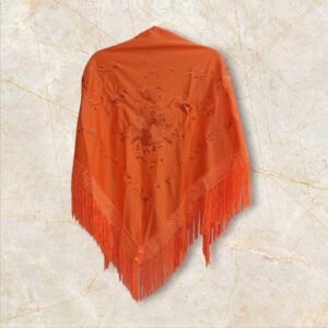 Mantoncillo Naranja Bordado Flor al Tono