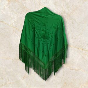 Mantoncillo Verde Bordado Flor al Tono