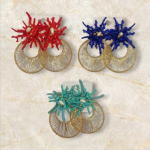 Pendientes Flamenca Aro con Corales Colores
