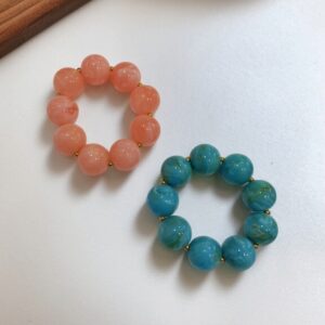 Pulseras de Bolitas Color Rosa y Azul Turquesa