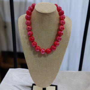 Collar de Bolas Rojo con Brillo