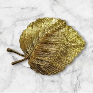 Broche Diseño Dos Hojas Dorado