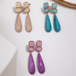 Pendientes Flamenca Alargados de Resina Turquesa