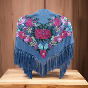 Mantoncillo Feria Azul Ducado Bordado Buganvilla