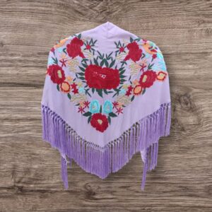 Mantoncillo Feria Lila - Malva Bordado Rojo