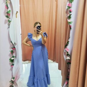 Bata Rociera Estampado Vichy Azul