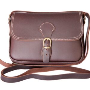 Bolso Rociero de Piel Liso Marrón Oscuro