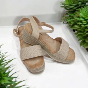 Sandalias de Yute con Plataforma Beige