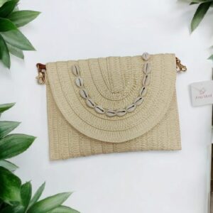 Bolso de Mano de Rafia Diseño Conchitas