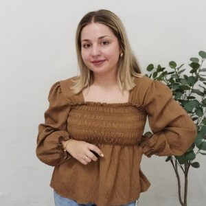 Blusa Nido de Abeja Marrón