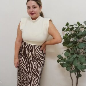 Falda Satinada Estampado Zebra